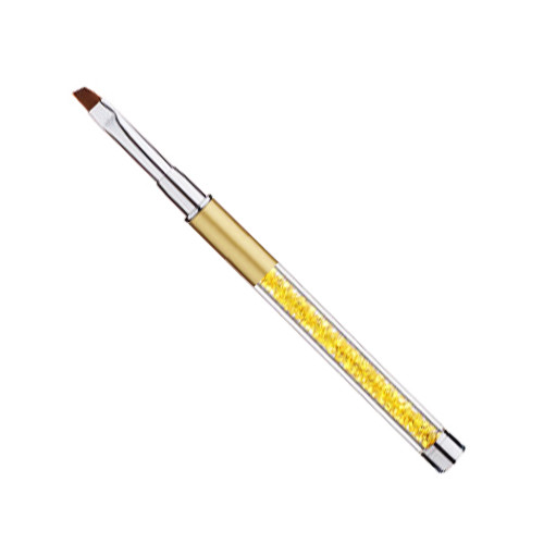 Пензлик коса LPnails камені з ковпачком золотаEStyle
