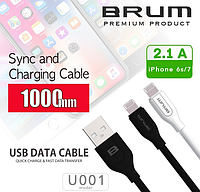 Кабель USB cable BRUM Classic U001i Lightning (2.1A) (1M) черный