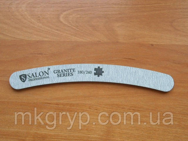 Пилка для нігтів "Salon professional"-сіра, бумеранг, 180/240 грід