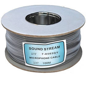 Кабель мікрофонний "Sound Stream" 2 жили, діам.-4мм, сірий, на котушці, 100 м