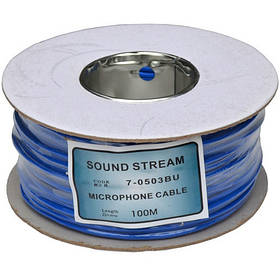 Кабель мікрофонний "Sound Stream" 2 жили, діам.-4мм, синій, на котушці, 100 м