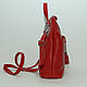 Міський рюкзак-трансформер шкіряний 05 червоний, фото 4