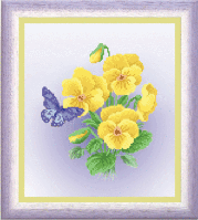 Схема для вишивання бісером на авторській канві СБ-026"Жовті квіти з метеликом "