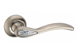 Дверна ручка на розетці: "MIRA" SN/CP - матовий нікель/полірований хром