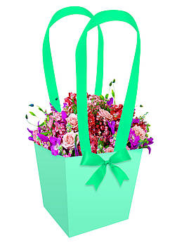 Паперова сумка для квітів (13 см) бірюза