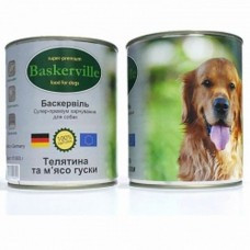 Консервований корм для собак. Baskerville. Телятина та м'ясо гусака