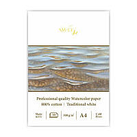 Склейка SMILTAINIS для акварелі PRO CREATE A4 300/м2 10 арк 100% бавовна білого кольору AS-10(300)/PRO