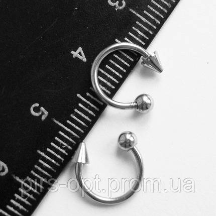 Підкова, діаметр 8 мм, для прикрашання пірсингу (кулька 3 мм + конус 3 мм) із медичної сталі., фото 2