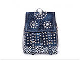 Рюкзак міський жіночий джинсовий зі стразами (синій), фото 2