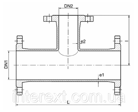 Трійник чавунний фланцевий Ду100х100, фото 2