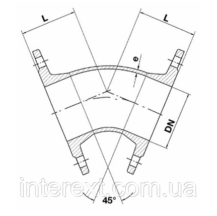Коліно чавунне фланцеве 45° Ду100, фото 2