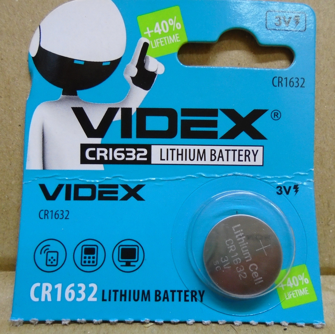 Батарейка брелока, пульта автосигналізації Videx CR1632