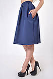 Жіноча мідіспідниця-дзвін із кишенями, синя, фото 2