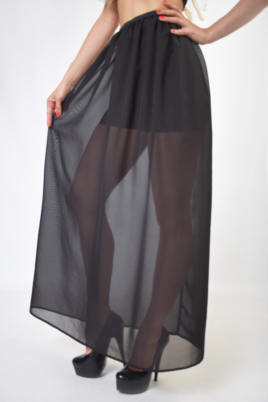 Женская шифоновая юбка в пол, прозрачная - фото 1 - id-p708762082