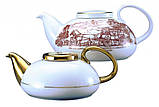 FAMILY TEA POT 800ml Фарфоровий чайник Сімейний напівзолотий, фото 3
