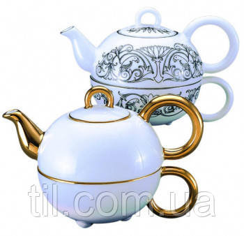 TEA FOR ME TEA SET 400ml Фарфоровий чайний набір Для мене напівзолотий