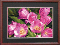 Схема для вышивания бисером на авторской канве СБ-197 "Розовые тюльпаны"