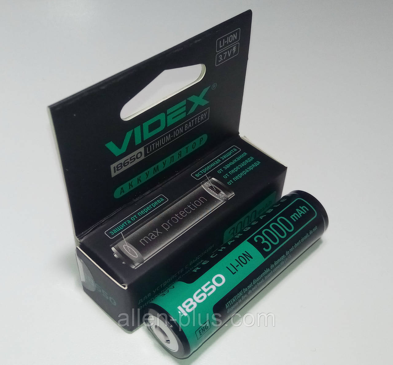 Акумулятор Videx Li-Ion 18650-P (з захистом) 3000 mAh (ток 6 А)