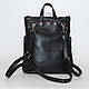 Рюкзак жіночий трансформер шкіряний 05 Чорний, фото 5