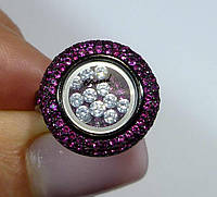 Оригинальное кольцо с белыми и розовыми фианитами Размер 16.5