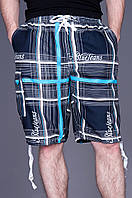 Чоловічі бриджі в клітинку (плащівка), синього кольору