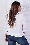 Біла жіноча літнє шифонова блузка великих розмірів з рукавом 3/4. Арт-4150/32, фото 2
