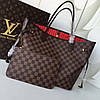 Сумка Louis Vuitton Neverfull Medium шкіра, коричнева шахматка, фото 7