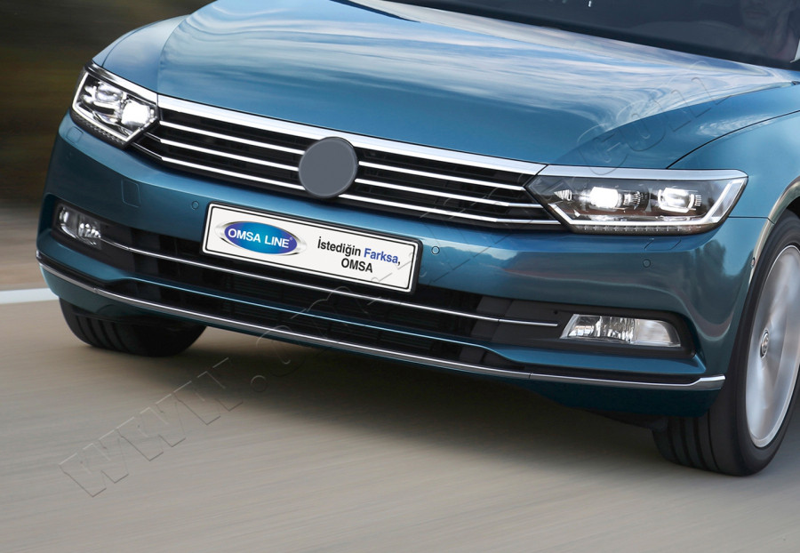 Volkswagen Passat B8 (2014-) Накладки на передній бампер 3шт