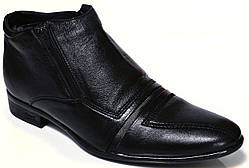 Чоловічі зимові черевики "Strado". Натуральне хутро (Цигейка). Шкіряні. Чорні