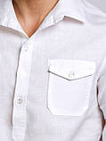 Сорочка лляна чоловіча короткий рукав білий, фото 4
