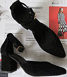 Комфортні туфлі Limoda з натуральної шкіри босоніжки на підборах 6 см дуже гарні кольори чорний, фото 8