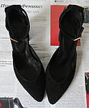 Комфортні туфлі Limoda з натуральної замші босоніжки на підборах 6 см чорні, фото 3