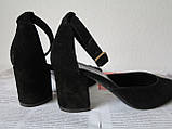 Комфортні туфлі Limoda з натуральної замші босоніжки на підборах 6 см чорні, фото 6