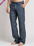 Штани чоловічі льон сірий джинс, фото 2