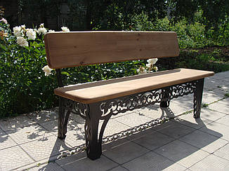 Лавочка садова декоративна, з дуба, 200см, колір чорний/коричневий, фото 2