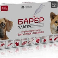 Бар'єр Ультра від бліх, кліщів та гельмінтів для собак вагою від 5 кг, 1 піп.х1 мл, Продукт