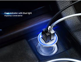 Автомобільна зарядка HOCO на 2 USB (2.4 A) UC204 LED (2 кольори), фото 6