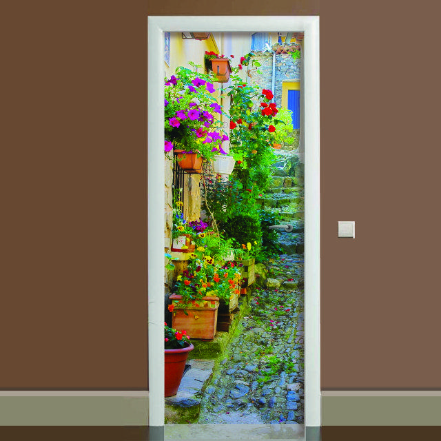 Вінілова 3Д Наклейка на двері Прованс повнокольоровий фотодрук плівка для дверей декор 600*1800 мм