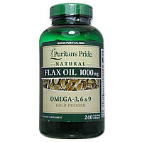 Олія лляна натуральне, Natural Flax Oil 1000 mg, Puritan's Pride, 240 капсул