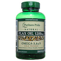 Олія лляна в капсулах, Natural Flax Oil 1200 mg, Puritan's Pride, 100 капсул