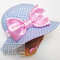 Комплект: дитяча панамка + пов'язка для дівчинки із зав'язками р. 44 ТМ Ромашка 4073 Рожевий