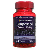 Екстракт кісточок винограду, Grapeseed Extract 100 mg Puritan's Pride, 50 капсул