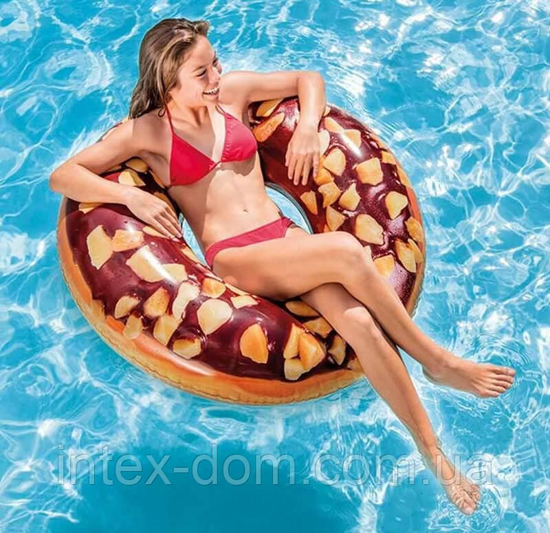 Надувний круг Intex 56262 "Горіховий шоколадний пончик" (114 см), фото 1