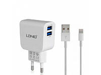 Адаптер LDNIO DL-AC56 2xUSB 2.1A + кабель LIGHTNING