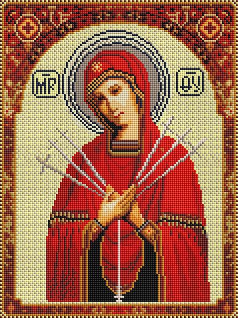 Набор алмазной мозаики 30х40 "Богородиця Семистрільна" EF510, фото 1