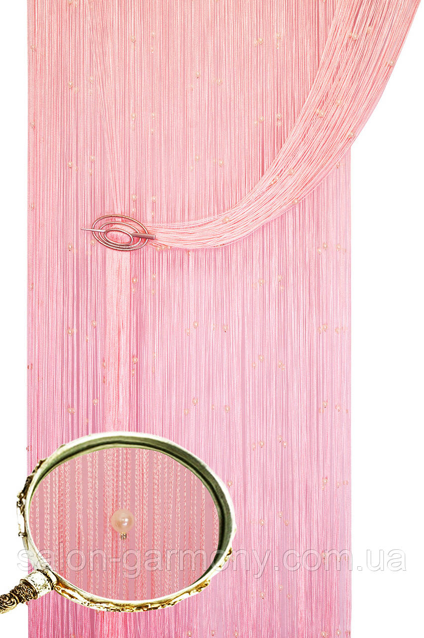 Кисея шторы нити розовые с жемчугом - фото 1 - id-p54820347