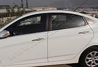 Hyundai Accent/Solaris Sedan (2011-) Молдинги стекол нижні 6шт
