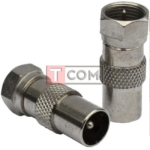 Перехідник тато антенний F-тато антенний TV, корпус метал., фото 1