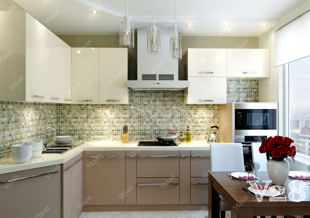 Кухня замовна V-28 вариант_угловая модель з сірими фасадами