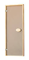 80х210 - Правая - стеклянная дверь для сауны и бани - мат. Бронза